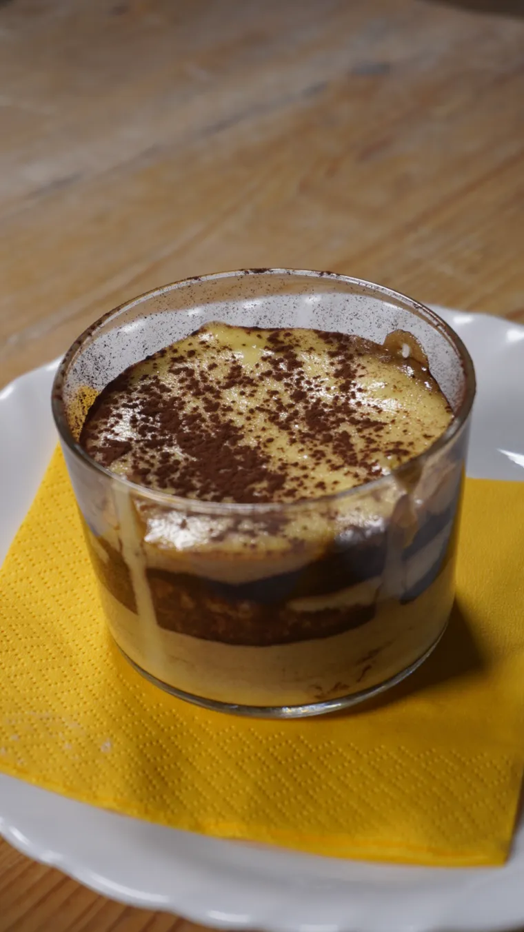 Un dolce al cucchiaio della casa, nel bicchiere